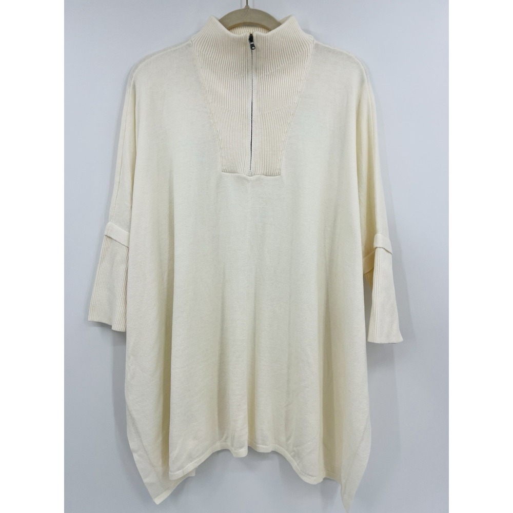 Lands End Oversized Small Medium 1/4 Zip Sweater Cover Up Asymmetric